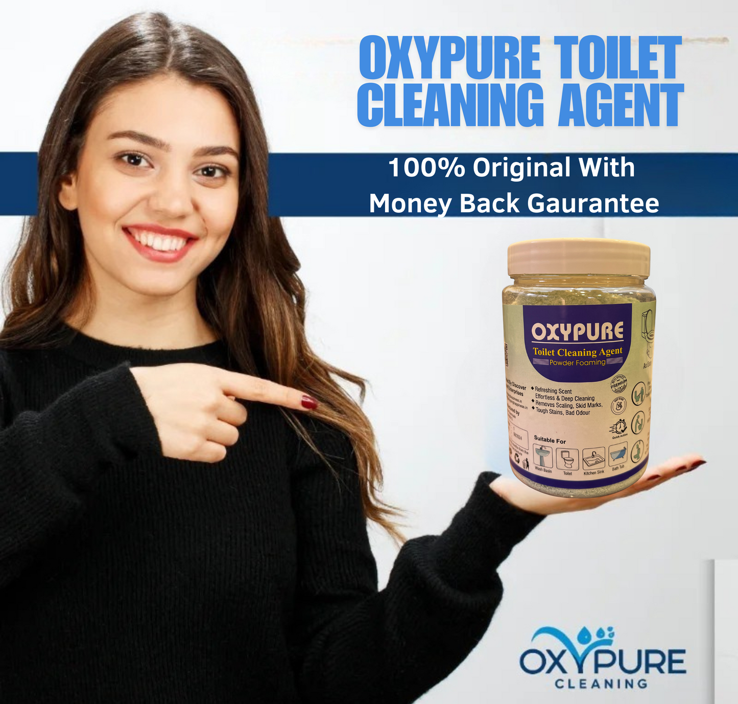 OxyPure Toilet Cleaning Agent - 100 % Original Product - Money Back Guarantee ( BUY 1 GET 2 FREE )