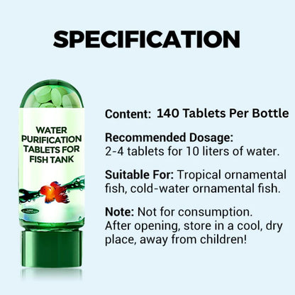 Aquarium Purifying Tablets [BUY 1 GET 1 FREE] – Safe for All Types of Fish | 1 to 4 tabs per tank