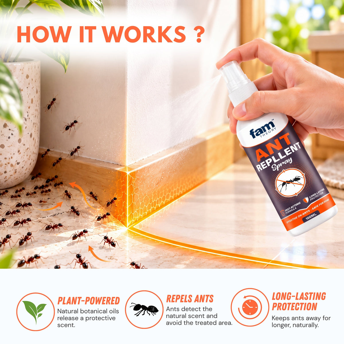 🐜🚫 FamTheory Ant Repellent Spray – 100ML 🌿✨🔥 BUY 1 GET 1 FREE @ JUST ₹599! 🔥