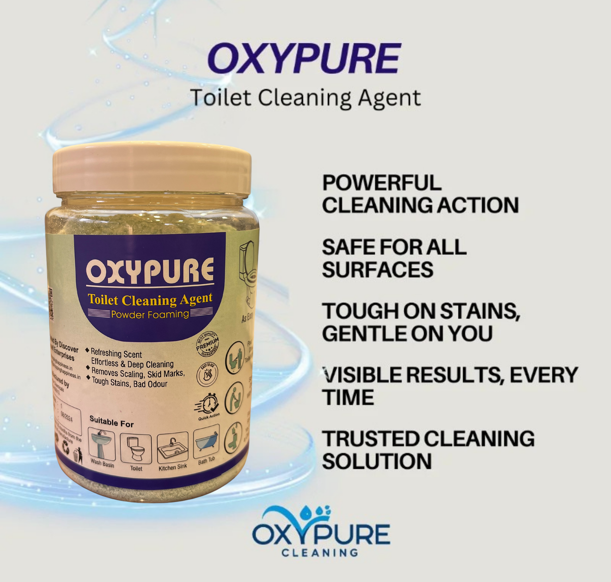 OxyPure Toilet Cleaning Agent - 100 % Original Product - Money Back Guarantee ( BUY 1 GET 2 FREE )