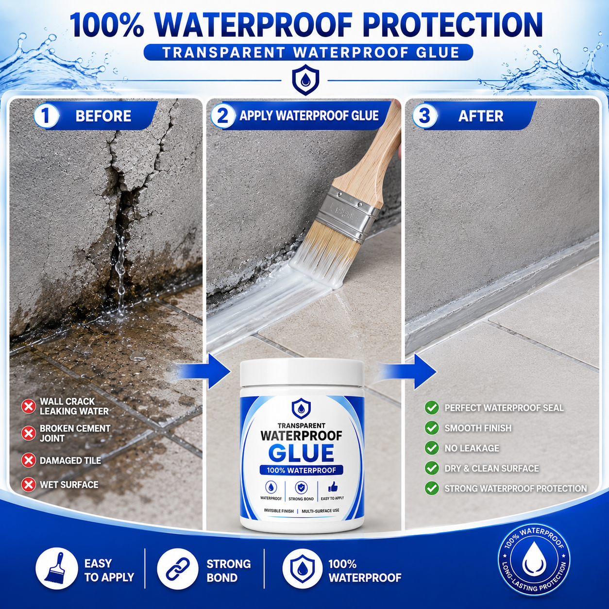 JSK India™ - Transparent Waterproof Glue + Free Brush © ( BUY 1 GET 1 FREE )