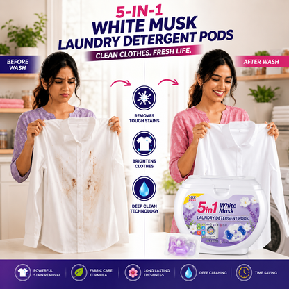 5-in-1 White Musk Laundry Detergent Pods (80PCS)