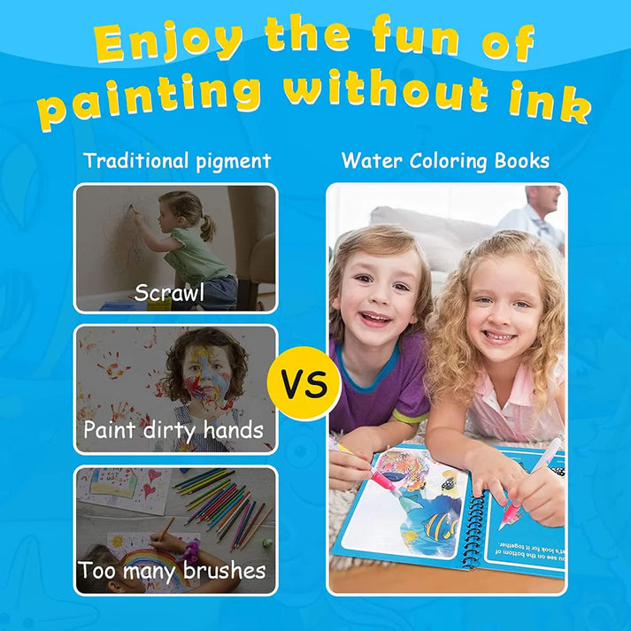 Reusable Magic Water Painting Book ( Pack of 4 )