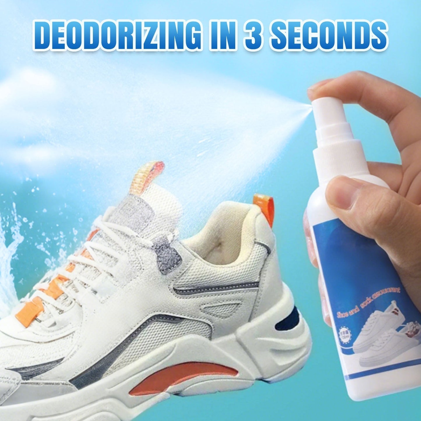 Antibacterial, fast-drying deodorant spray for shoes and socks