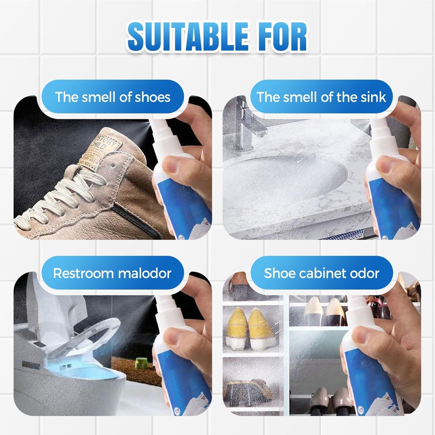 Antibacterial, fast-drying deodorant spray for shoes and socks