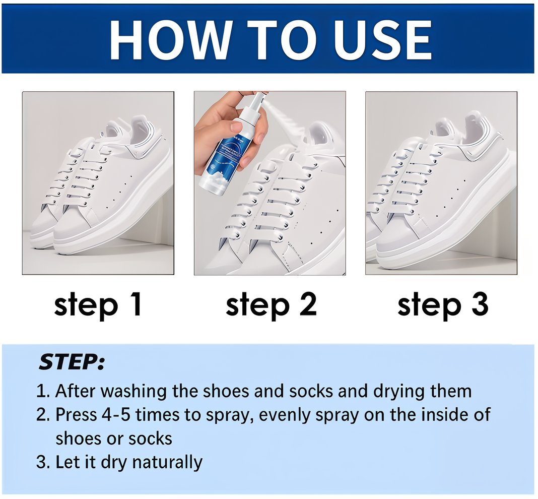 Antibacterial, fast-drying deodorant spray for shoes and socks